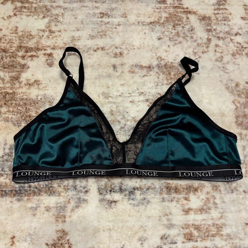 Teal Lace Trim Bra